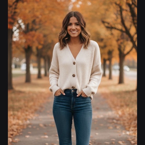 Nine West Sweaters - Nine West Cream Knit Cardigan Sweater